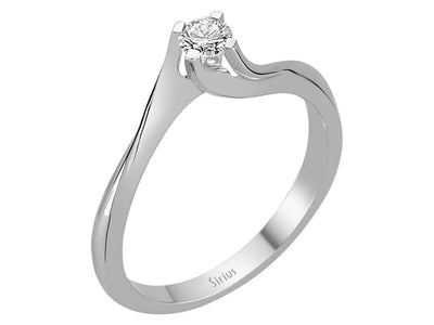 Bague solitaire en or blanc 14 carats avec diamant de 0,17 carat