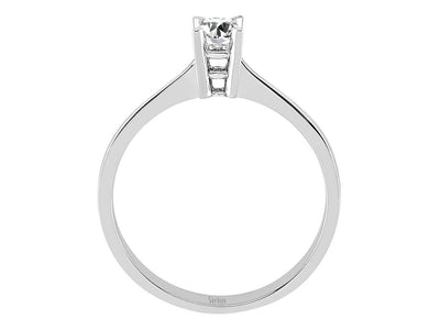 Bague solitaire en or blanc 18 carats avec diamant de 0,19 carat