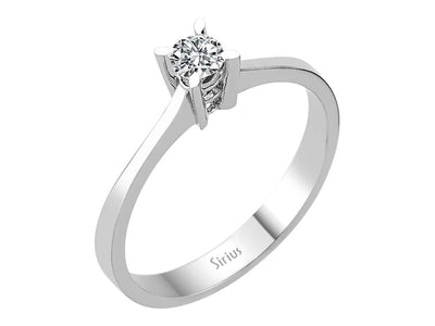 Bague solitaire en or blanc 18 carats avec diamant de 0,19 carat
