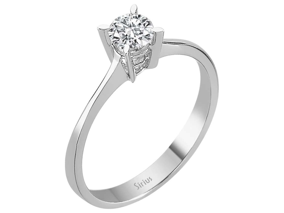 0,38 Karat Diamant Solitaire Ring in 585er 14K Weißgold - handgefertigter Diamantschmuck aus Feingold | Sirius Diamant