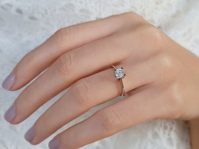 0.53 carat diamond solitaire ring in 18K white gold