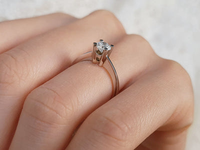 0.53 carat diamond solitaire ring in 18K white gold