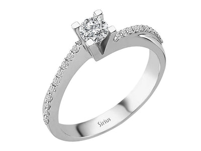 0.46 carat diamond solitaire ring in 14 K white gold
