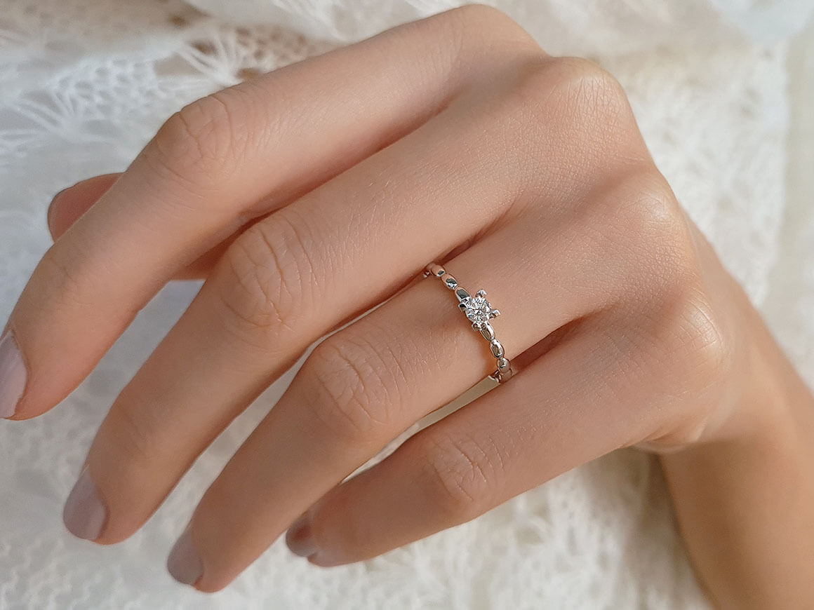 0.18 carat diamond solitaire ring in 18 carat white gold