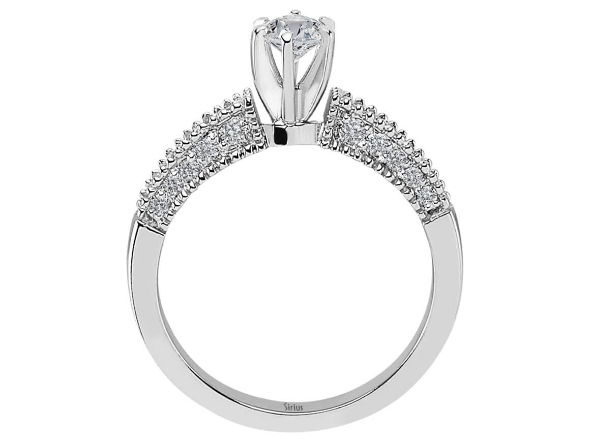 Total 0.60 carat diamond solitaire ring in 14K white gold