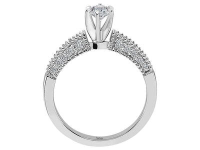 Total 0.60 carat diamond solitaire ring in 14K white gold