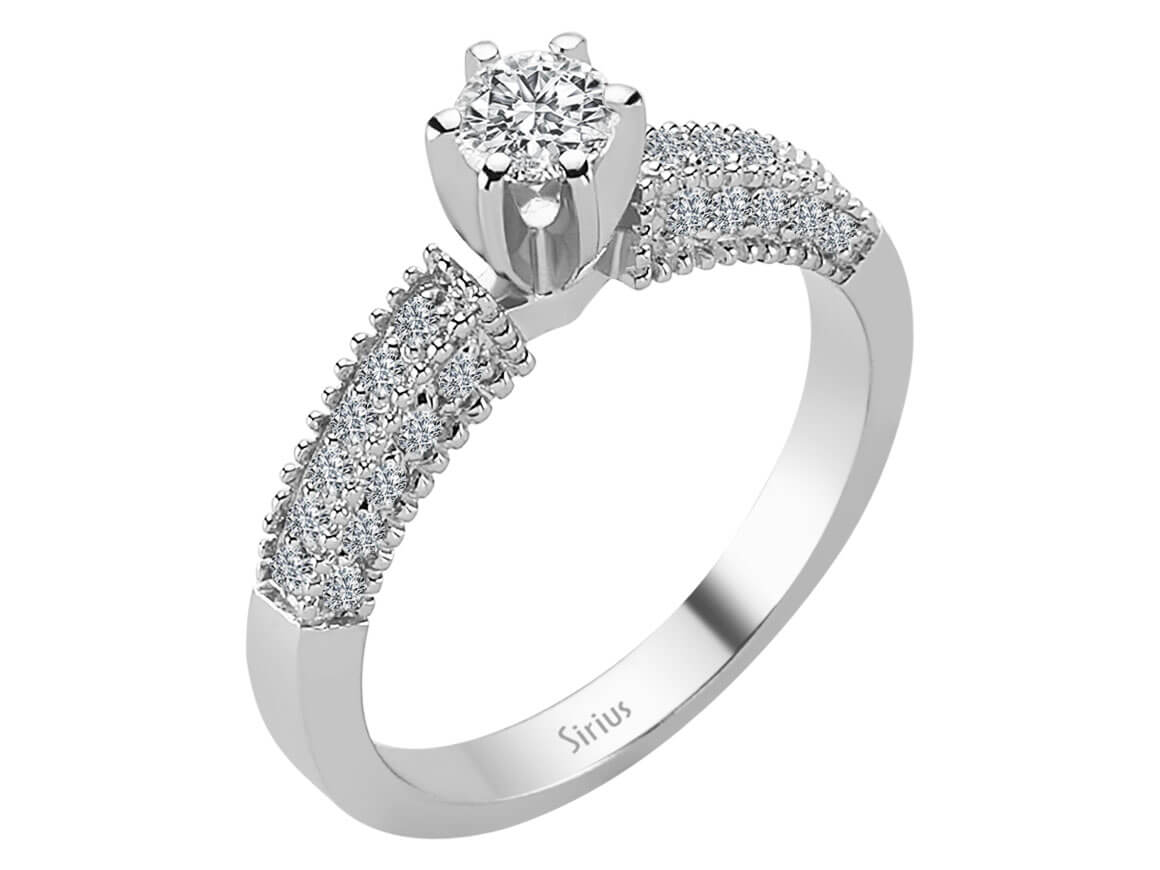 Total 0.60 carat diamond solitaire ring in 14K white gold