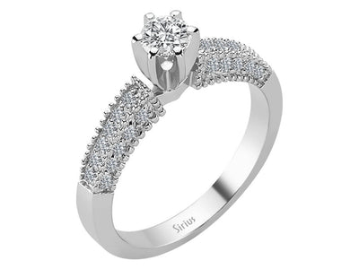 Total 0.60 carat diamond solitaire ring in 14K white gold