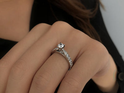 Total 0.79 carat diamond solitaire ring