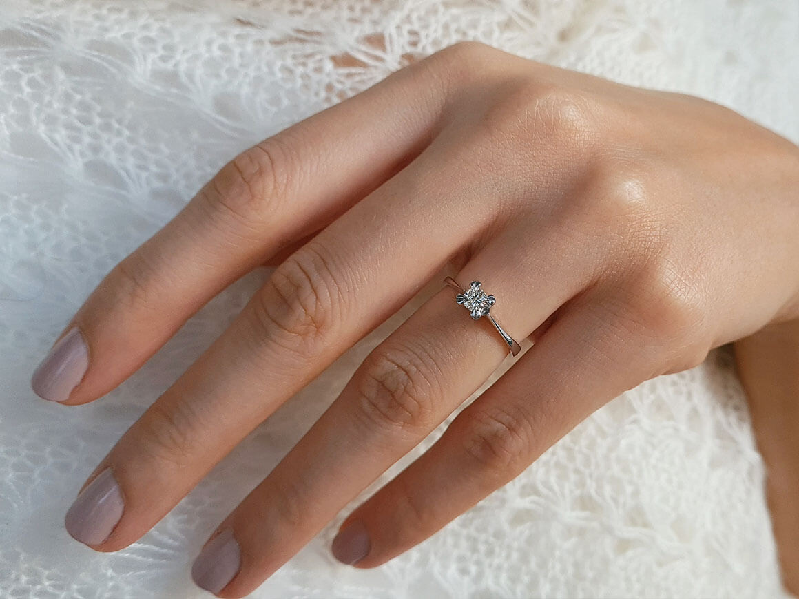 Bague solitaire en diamant de 0,22 carat en 18 carats