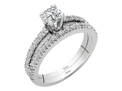 Total 0.82 carat diamond solitaire ring and alliance