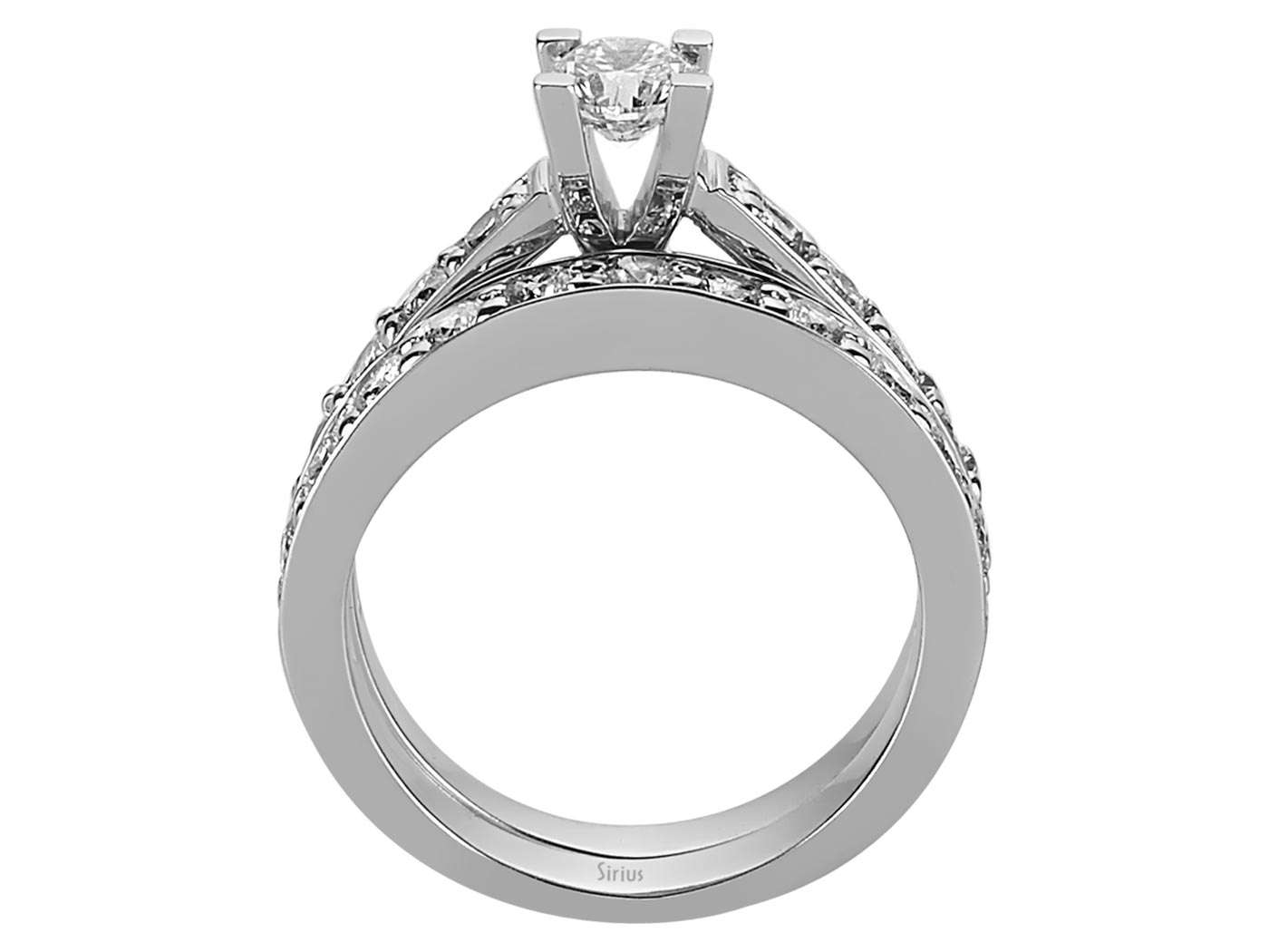 Insgesamt 1,19 Karat Diamant Solitaire Ring und Allianz - handgefertigter Diamantschmuck aus Feingold | Sirius Diamant