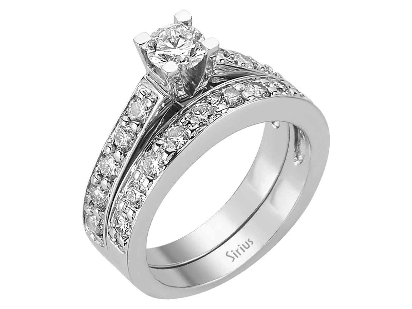 Insgesamt 1,19 Karat Diamant Solitaire Ring und Allianz - handgefertigter Diamantschmuck aus Feingold | Sirius Diamant