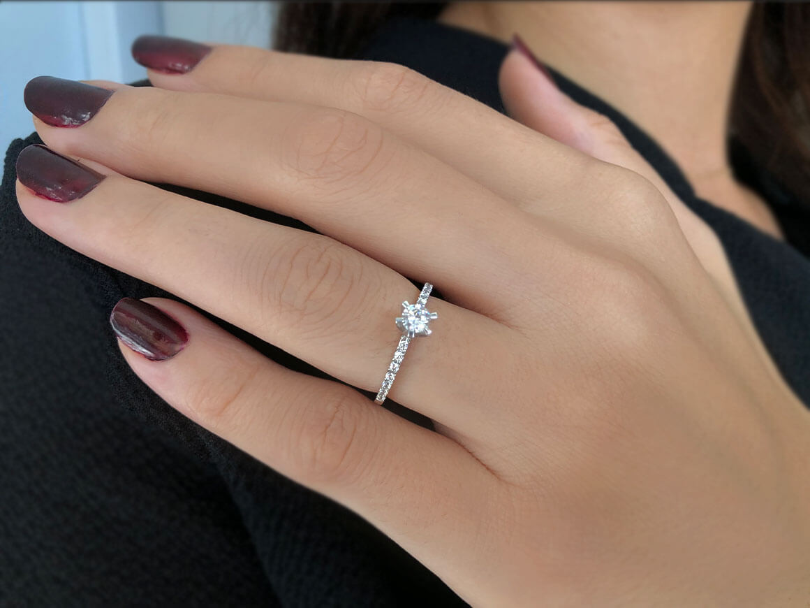 bague solitaire en diamant total de 0,36 carat