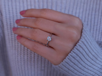 0.53 carat diamond solitaire ring in 18 K