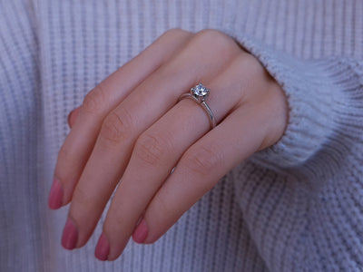 0.53 carat diamond solitaire ring in 18 K