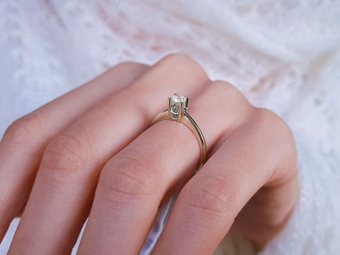 Bague solitaire en diamant de 0,31 carat couleur F