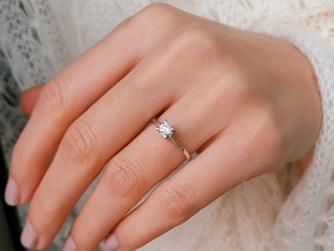 F color 0.31 carat diamond solitaire ring