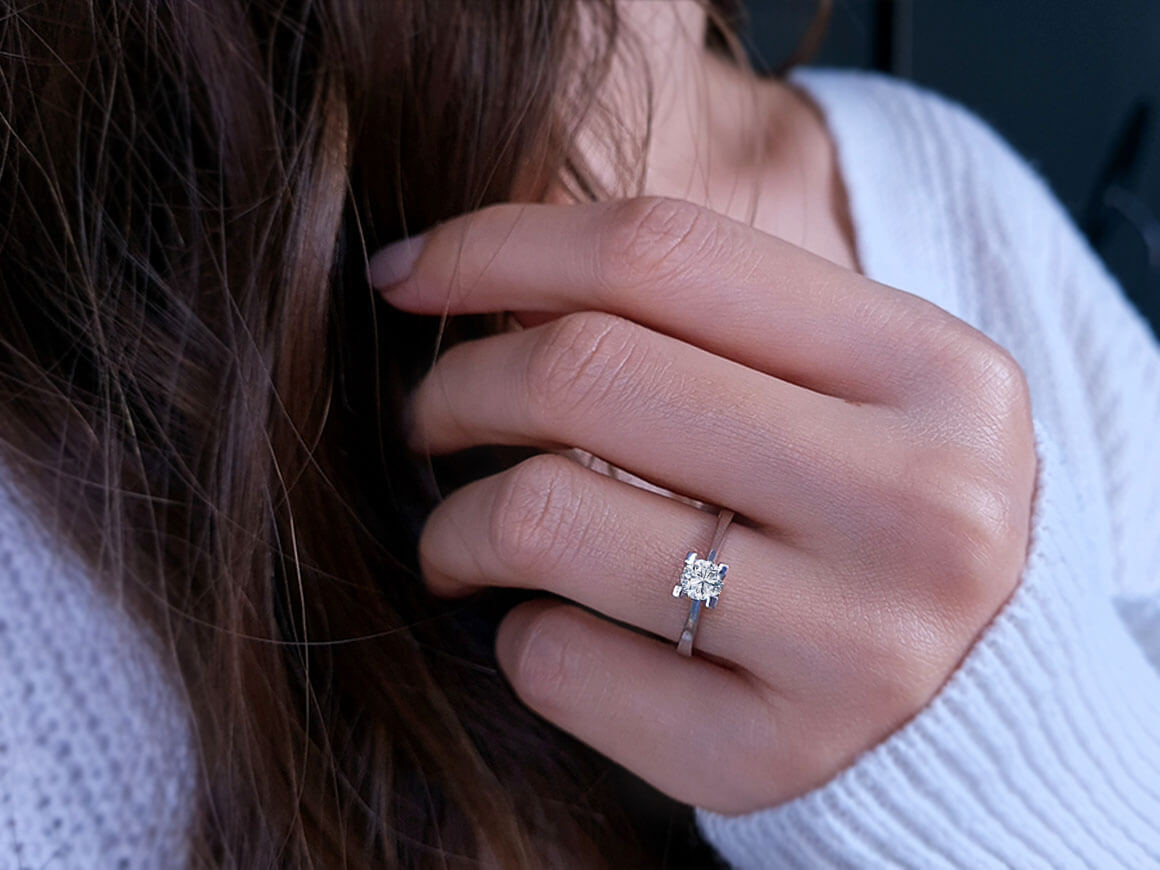 Bague solitaire en diamant de 0,44 carat