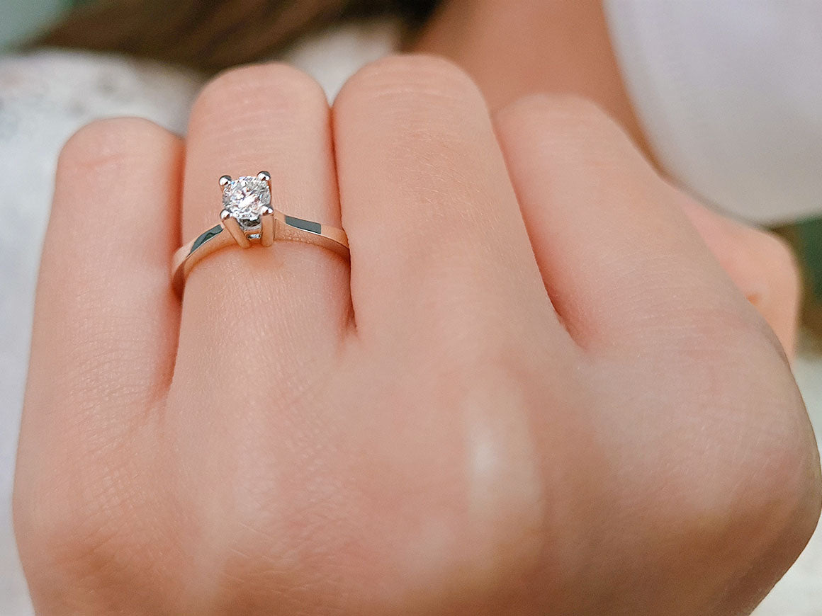 0.31 carat diamond solitaire ring in 18 K
