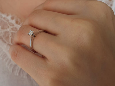 0.20 carat diamond solitaire ring in 18 K