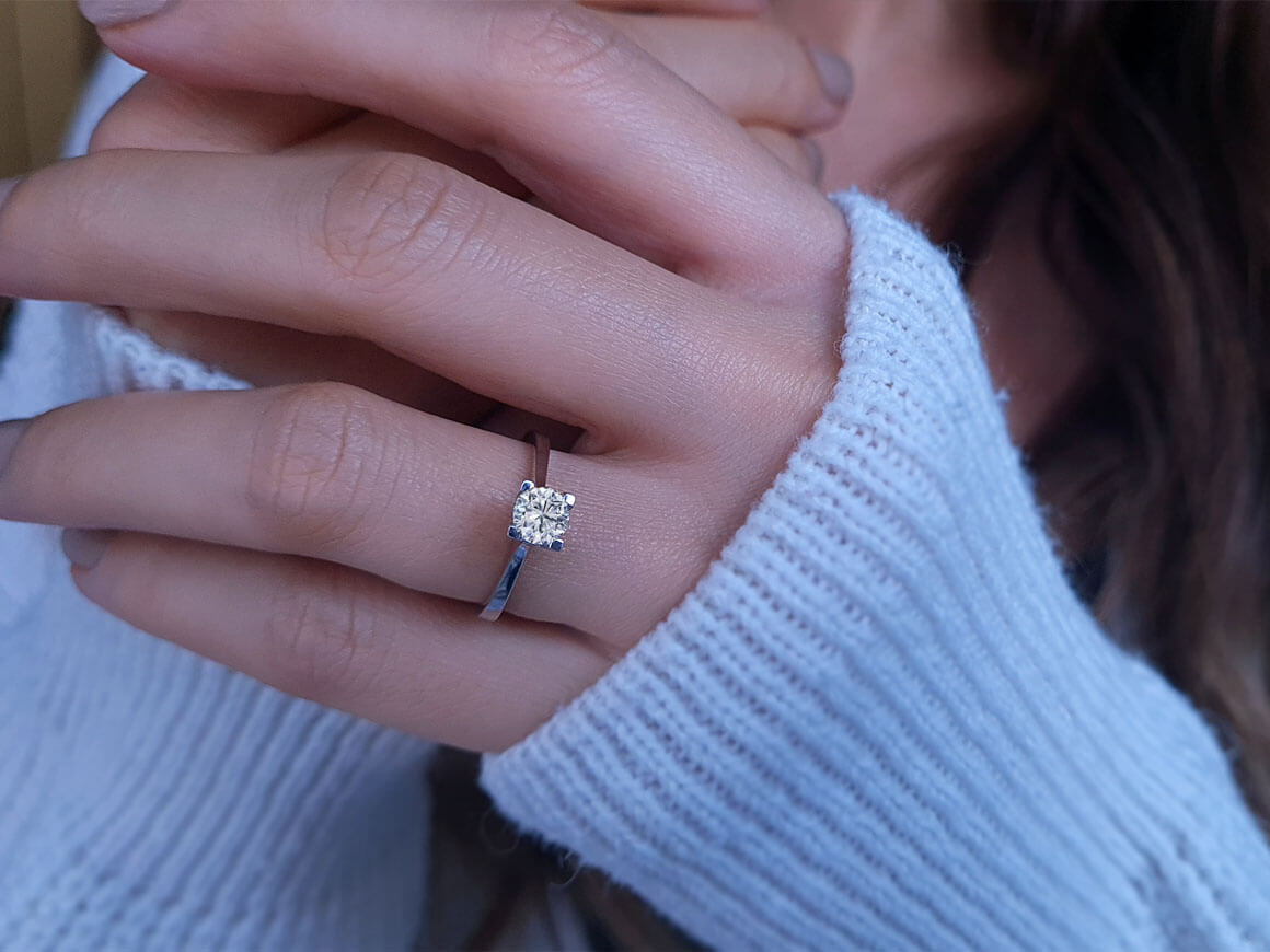 Bague solitaire en diamant de 0,44 carat
