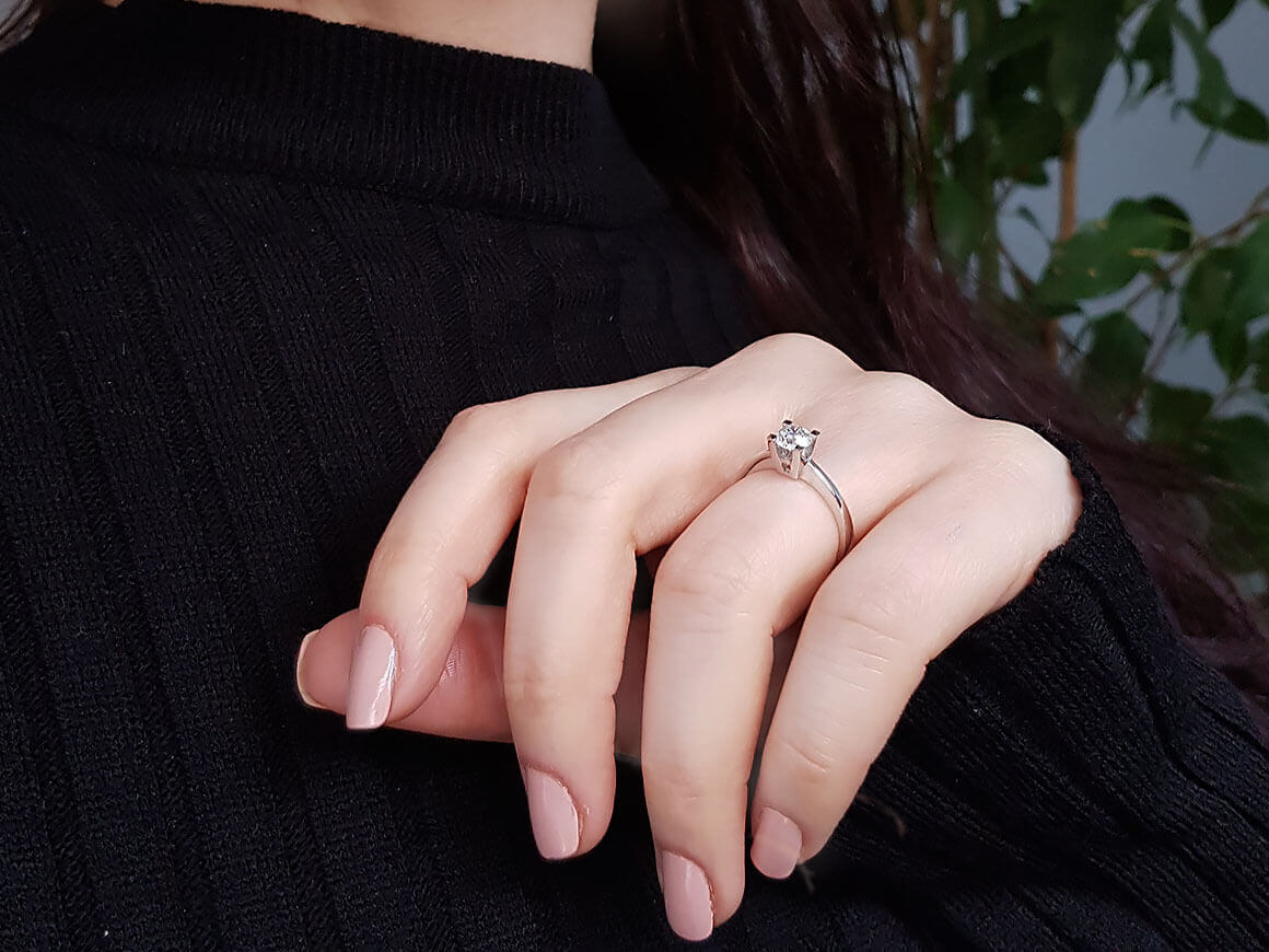 F Color 0.60 Carat Diamond Solitaire Ring