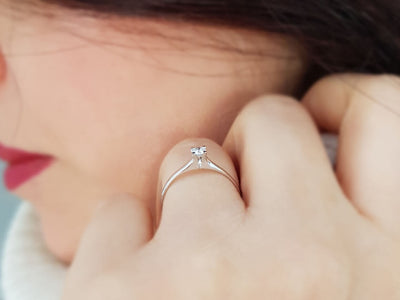 Bague solitaire en diamant de 0,12 carat