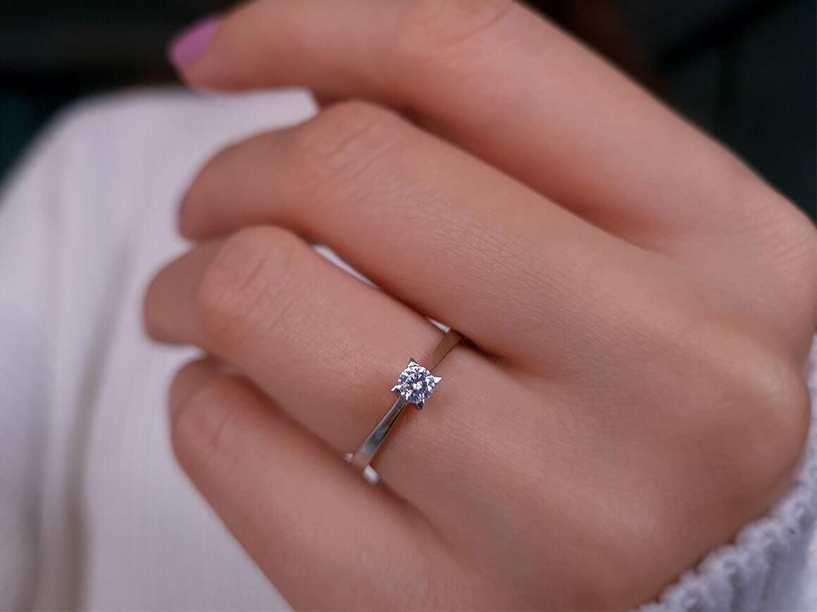 Bague solitaire en diamant de 0,18 carat