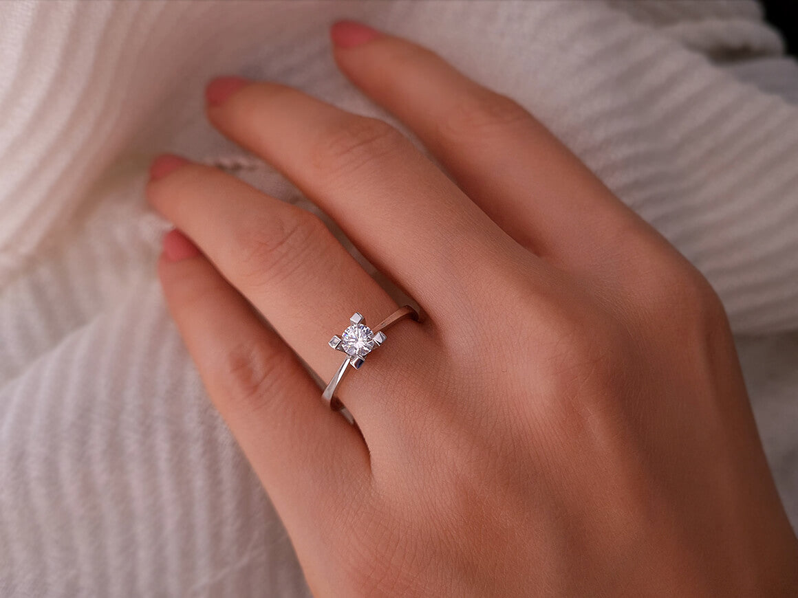 Bague solitaire en diamant de 0,45 carat