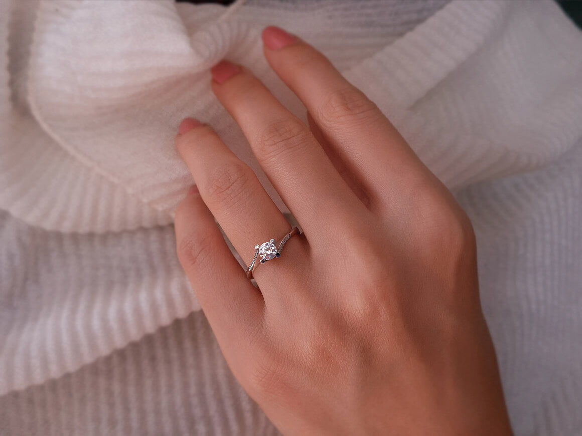 Bague solitaire en diamant de 0,45 carat