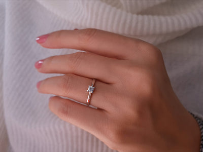 Bague solitaire en diamant de 0,13 carat