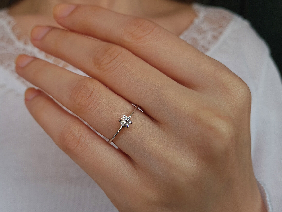 0.21 carat diamond solitaire ring in 18 K