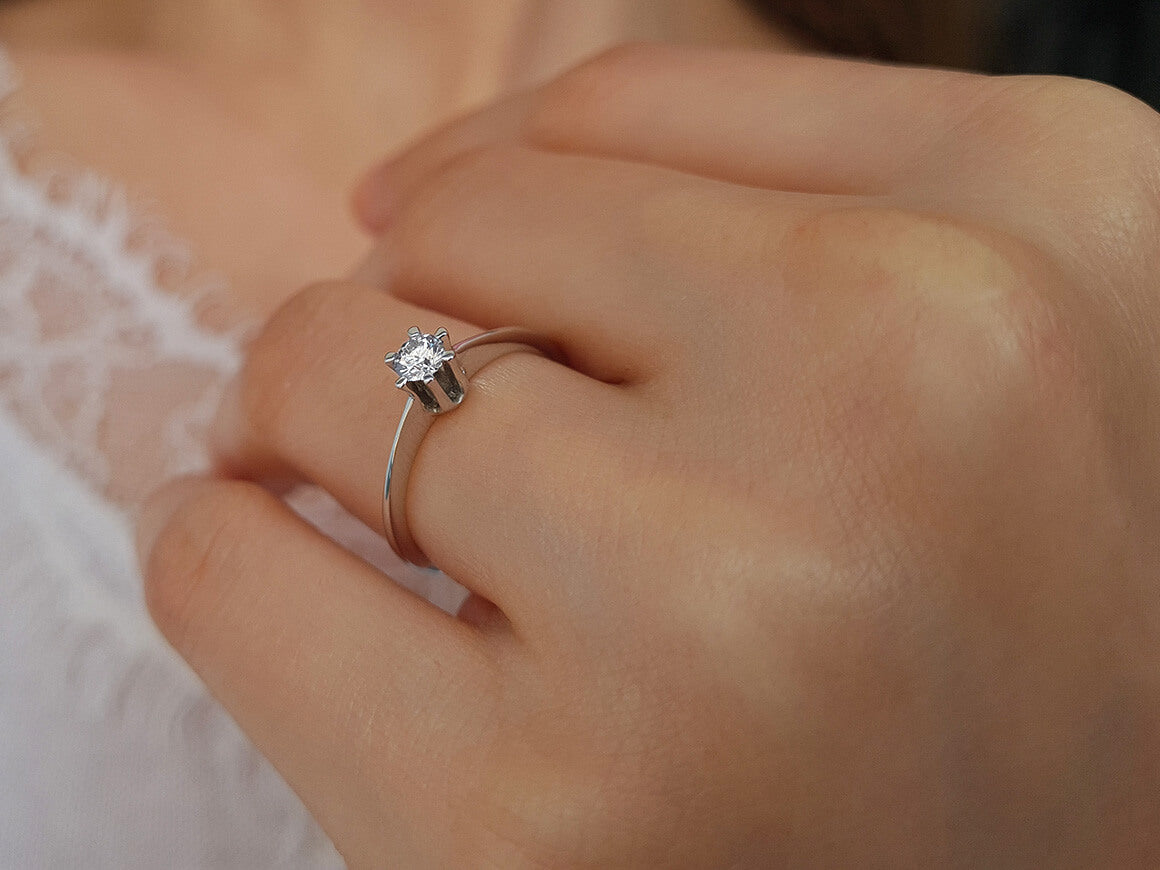 Bague solitaire en diamant de 0,21 carat en or 18 carats