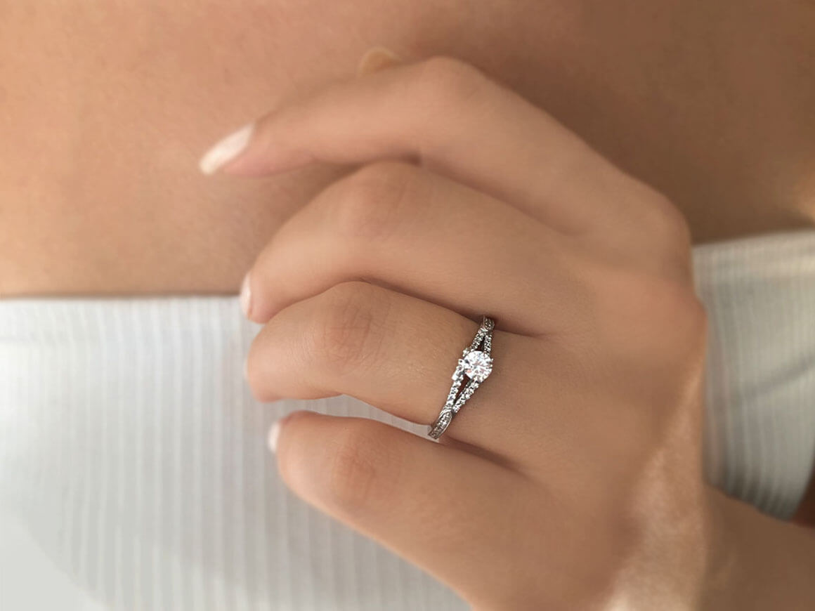 bague solitaire en diamant total de 0,43 carat