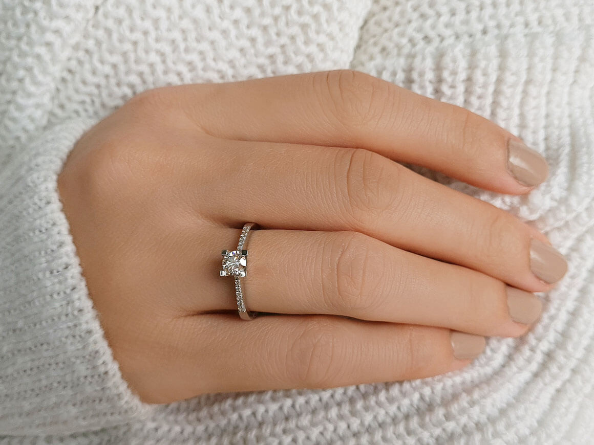 bague solitaire en diamant total de 0,48 carat