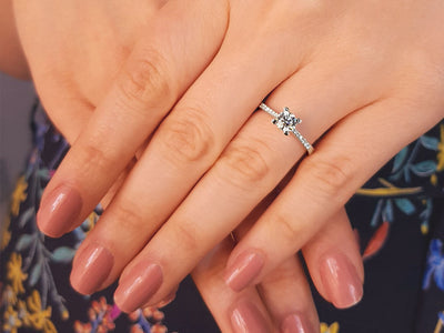 Bague solitaire en diamant de 0,64 carat au total