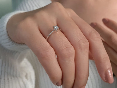E Color 0.19 Carat Diamond Solitaire Ring