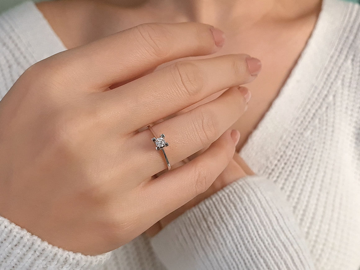 Bague solitaire en diamant de 0,20 carat couleur F