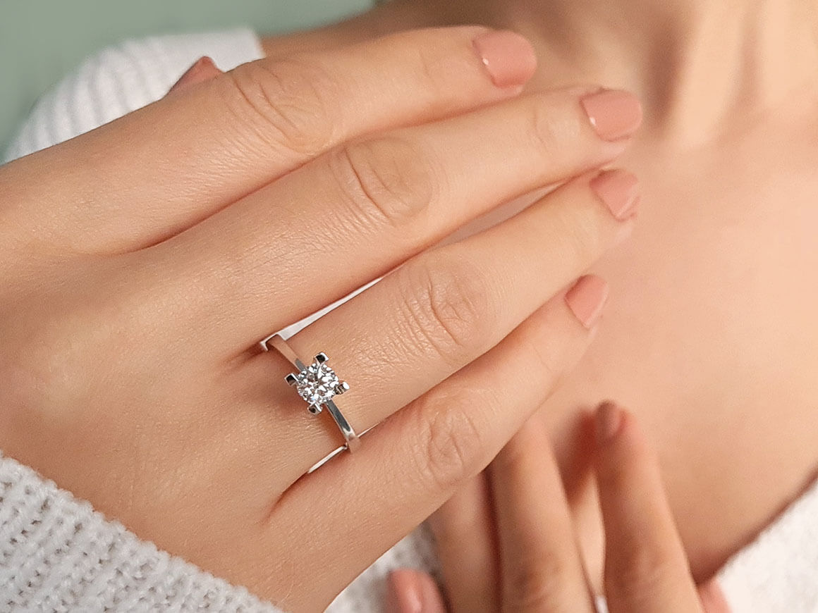 F Color 0.51 Carat Diamond Solitaire Ring