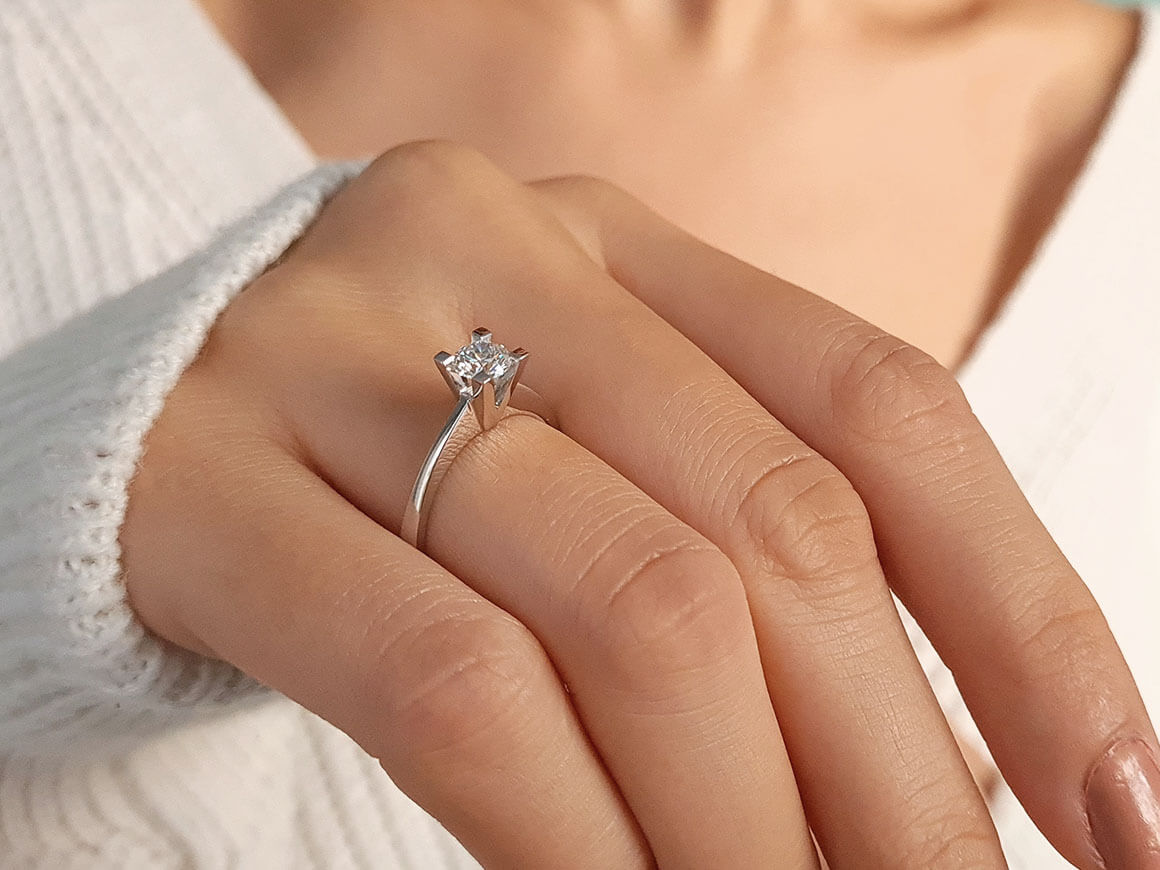 F Color 0.51 Carat Diamond Solitaire Ring