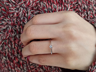 F Color 0.10 Carat Diamond Solitaire Ring