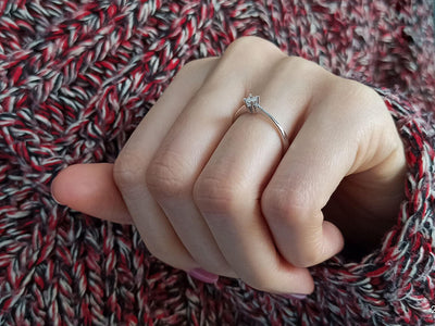 F Color 0.10 Carat Diamond Solitaire Ring
