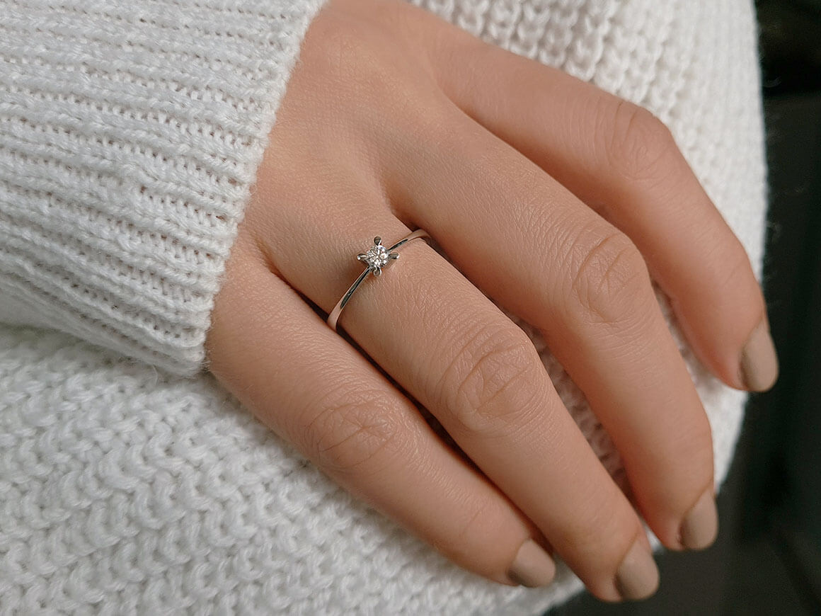 Bague solitaire en diamant de 0,12 carat
