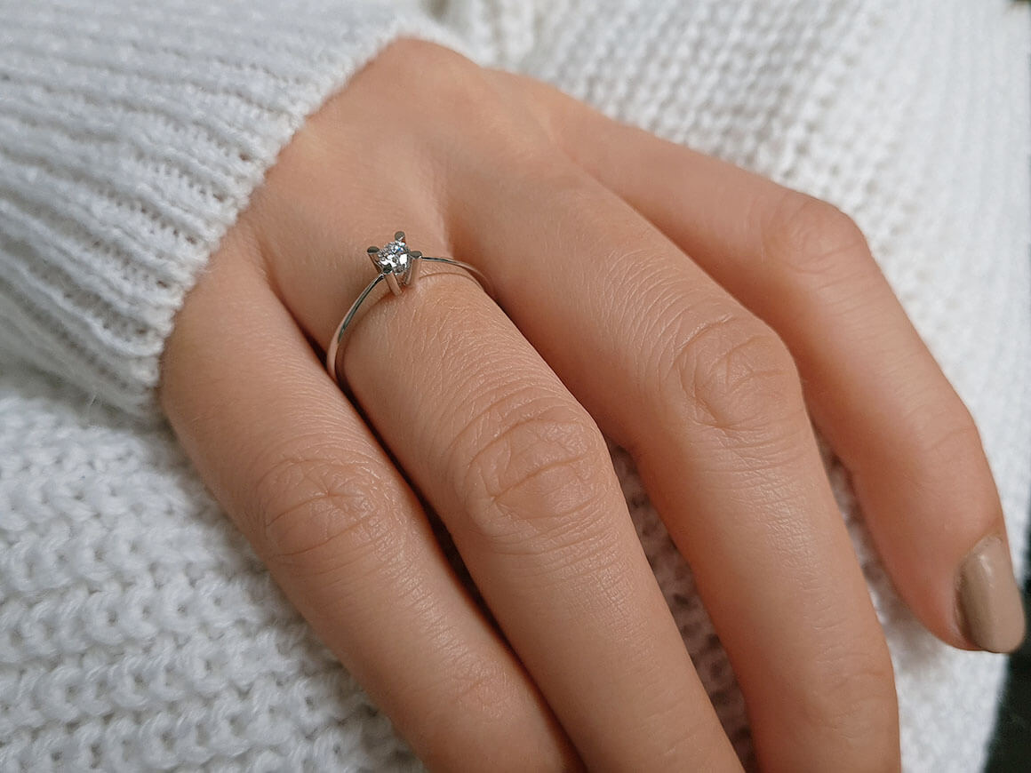 Bague solitaire en diamant de 0,12 carat