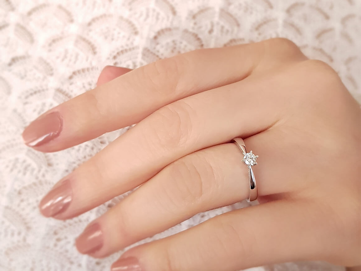 Bague solitaire en diamant couleur D de 0,15 carat
