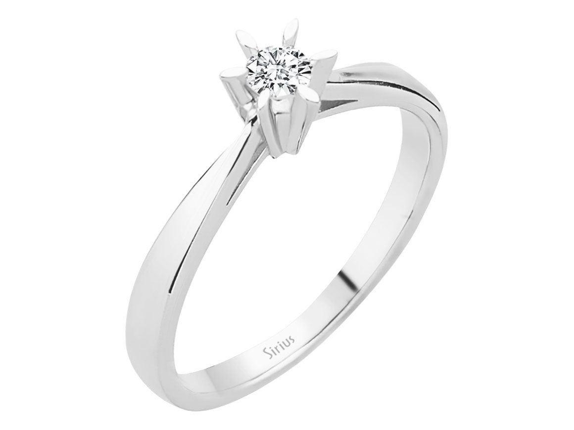 D Farbe 0,15 Carat Diamant Solitär Ring - handgefertigter Diamantschmuck aus Feingold | Sirius Diamant