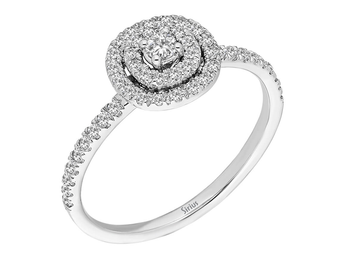 0,43 ct Diamant Solitär Ring in in 14 K Weißgold - handgefertigter Diamantschmuck aus Feingold | Sirius Diamant
