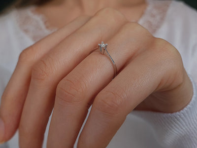 0.06 carat diamond solitaire ring in 333 8 carat white gold