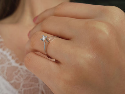 Bague solitaire en diamant de 0,13 carat